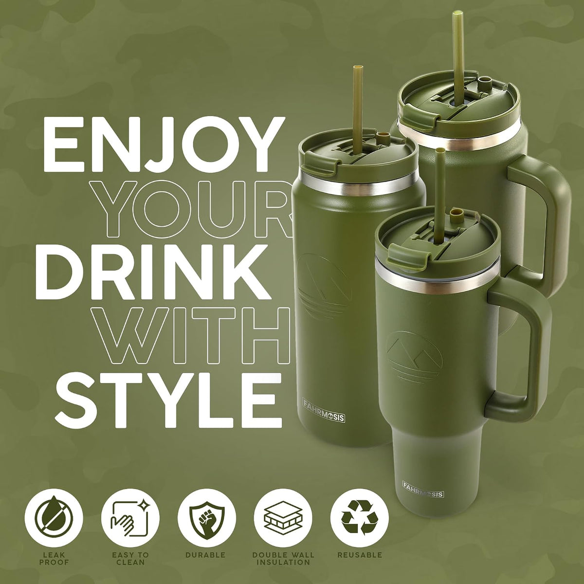 40 Oz Tumbler with Handle and Straw Insulated Cup that Fits in Cup Holder for Hot & Cold Drinks Leak Proof Tumbler with Straw Stainless Steel Travel Mug for Men & Women - Pink