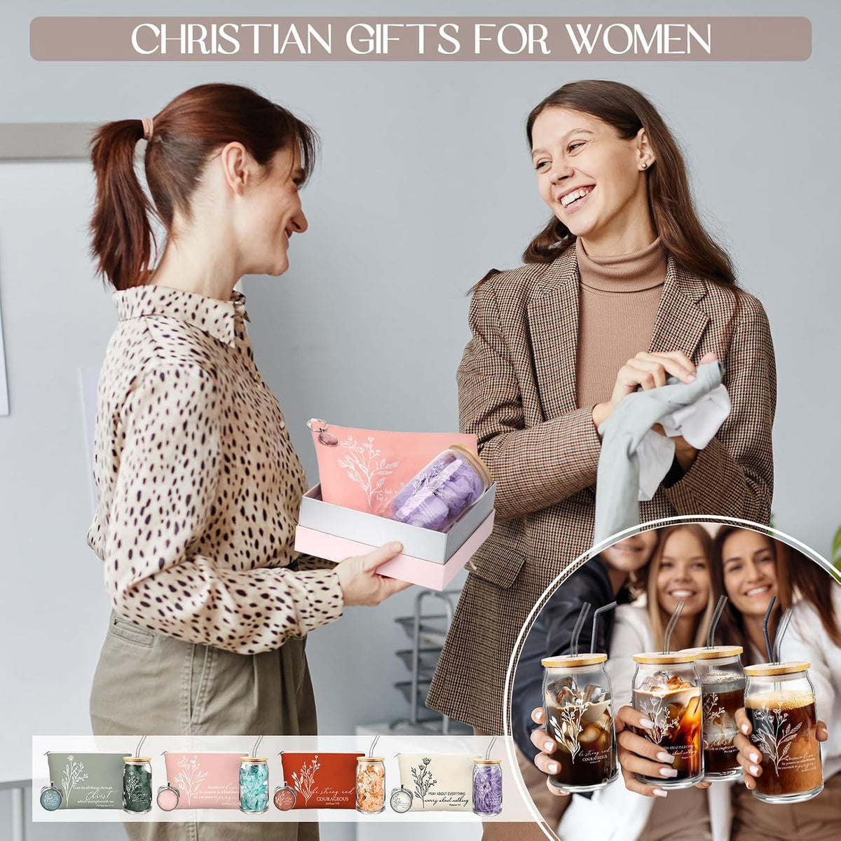 4 Sets Women Christian Church Gift for Pastors Wife, Bright Morandi