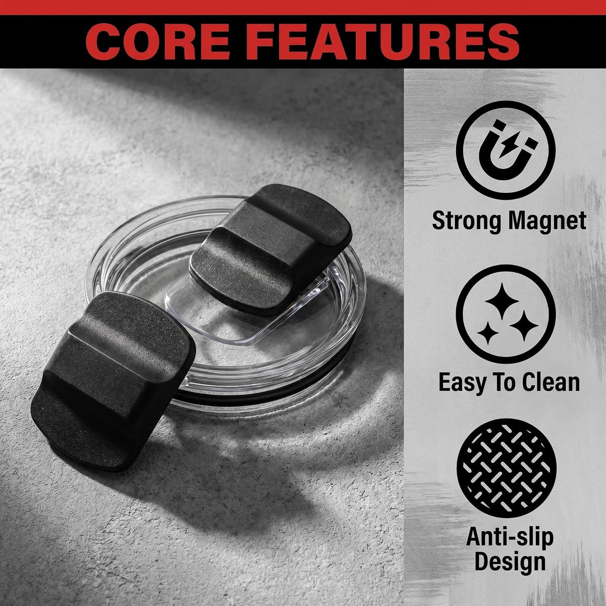 2 Pcs Magnetic Slider Replacement Block, Slider Lid Magnet for Yeti Lids 10 oz, 14oz, 16 oz, 20 oz, 26 oz, 30 oz (Black+Black)
