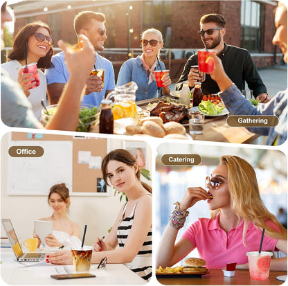 tchrules 16oz Clear Plastic Iced Coffee Cups with Lids and Straws