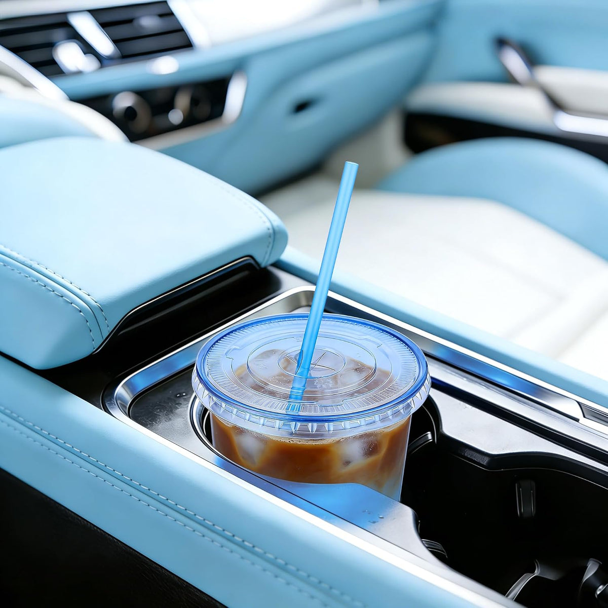 tchrules 16oz Clear Plastic Iced Coffee Cups with Lids and Straws