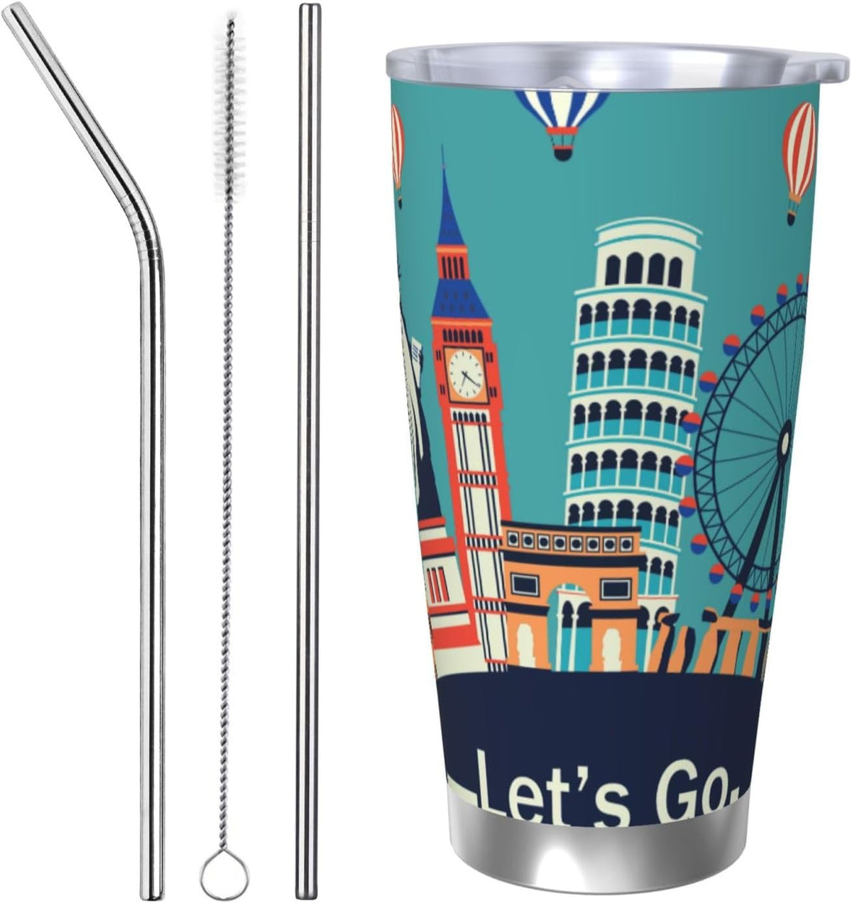 Let's go Travel for 20oz Car Cup Holder, Insulated Coffee Mug with Lid and Handle, Leak-Proof Spill Proof Travel Tumbler for Vehicle, Fits Most Auto Cup Holders