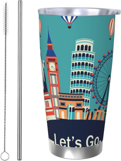 Let's go Travel for 20oz Car Cup Holder, Insulated Coffee Mug with Lid and Handle, Leak-Proof Spill Proof Travel Tumbler for Vehicle, Fits Most Auto Cup Holders