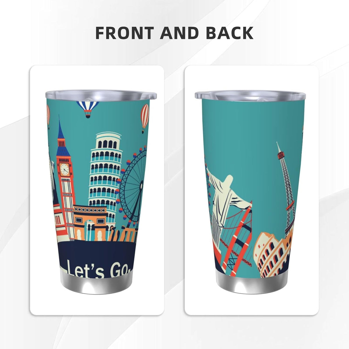 Let's go Travel for 20oz Car Cup Holder, Insulated Coffee Mug with Lid and Handle, Leak-Proof Spill Proof Travel Tumbler for Vehicle, Fits Most Auto Cup Holders