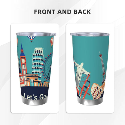 Let's go Travel for 20oz Car Cup Holder, Insulated Coffee Mug with Lid and Handle, Leak-Proof Spill Proof Travel Tumbler for Vehicle, Fits Most Auto Cup Holders