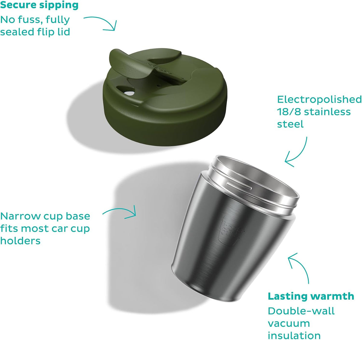 Commuter Travel Mug - Insulated Stainless Steel Reusable Coffee Cup with Spillproof Flip Lid - 16oz/454ml - Dark Chocolate