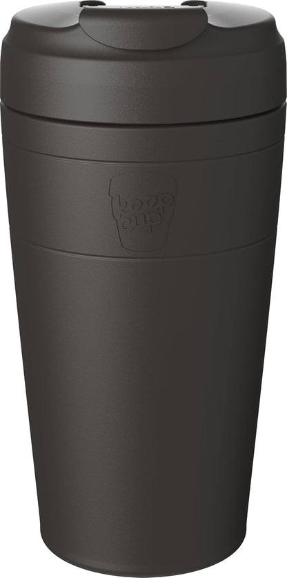 Commuter Travel Mug - Insulated Stainless Steel Reusable Coffee Cup with Spillproof Flip Lid - 16oz/454ml - Dark Chocolate
