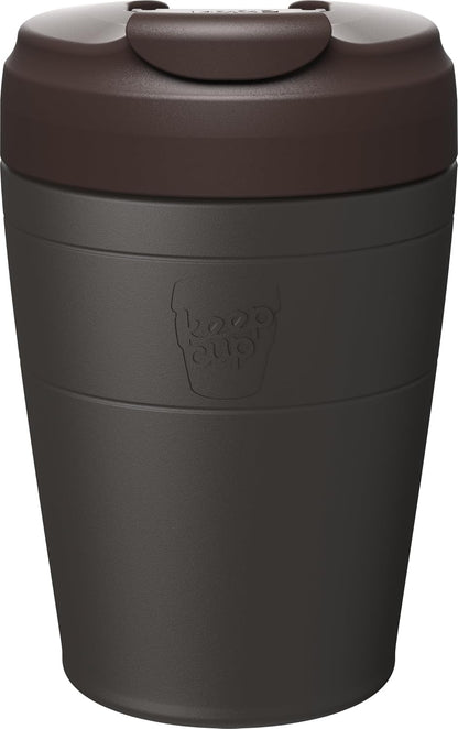 Commuter Travel Mug - Insulated Stainless Steel Reusable Coffee Cup with Spillproof Flip Lid - 16oz/454ml - Dark Chocolate