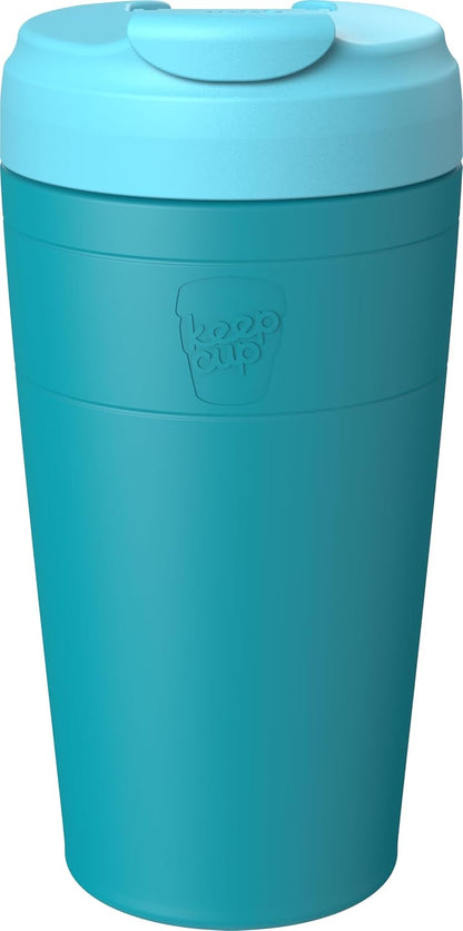 Commuter Travel Mug - Insulated Stainless Steel Reusable Coffee Cup with Spillproof Flip Lid - 16oz/454ml - Dark Chocolate