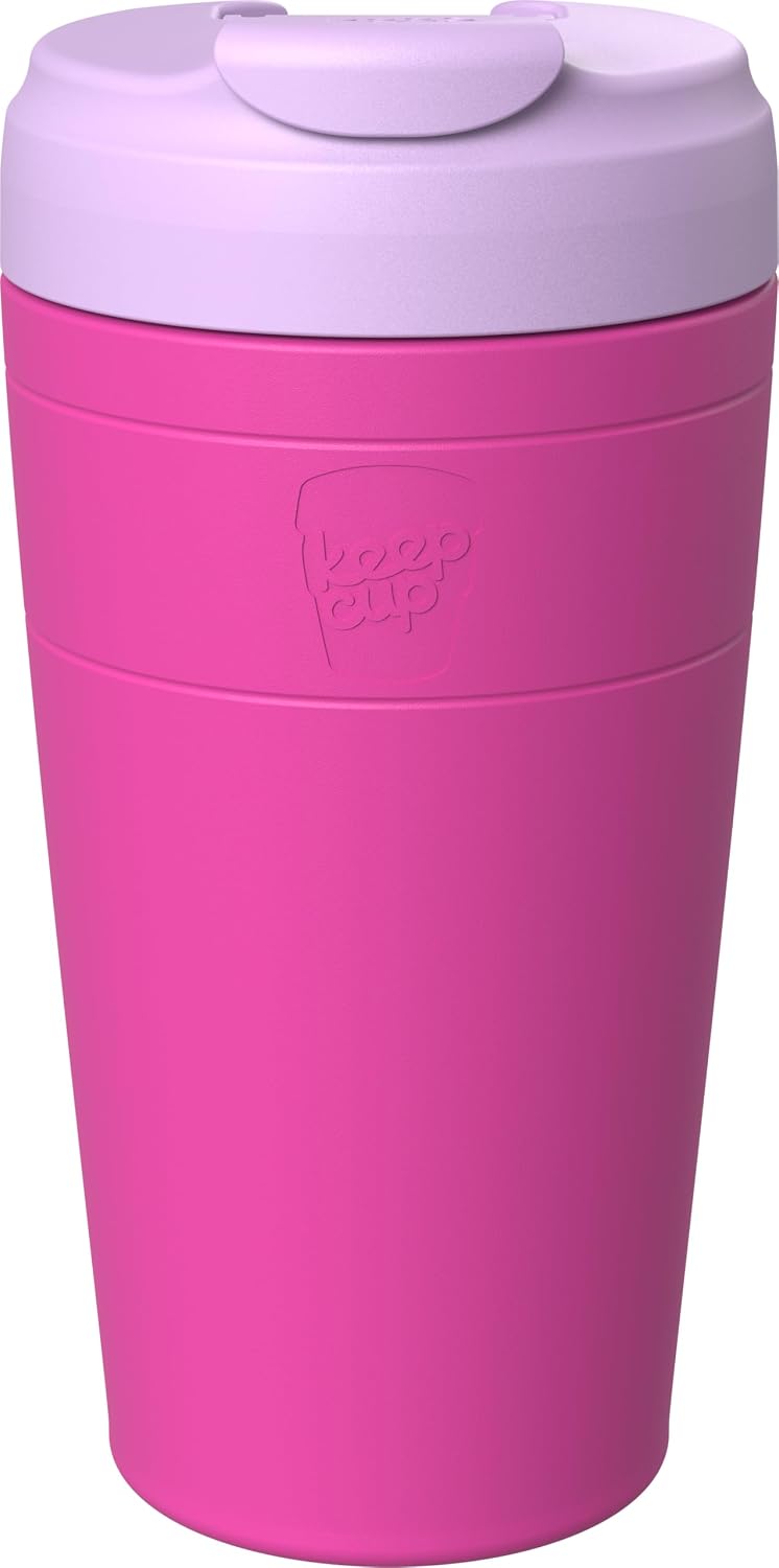 Commuter Travel Mug - Insulated Stainless Steel Reusable Coffee Cup with Spillproof Flip Lid - 16oz/454ml - Dark Chocolate