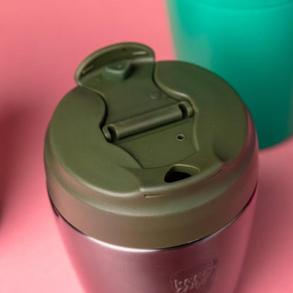 Commuter Travel Mug - Insulated Stainless Steel Reusable Coffee Cup with Spillproof Flip Lid - 16oz/454ml - Dark Chocolate