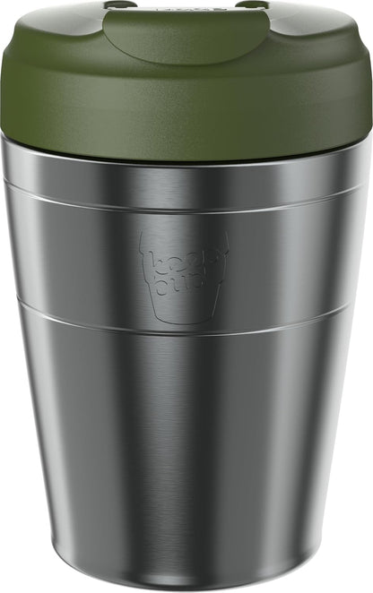 Commuter Travel Mug - Insulated Stainless Steel Reusable Coffee Cup with Spillproof Flip Lid - 16oz/454ml - Dark Chocolate