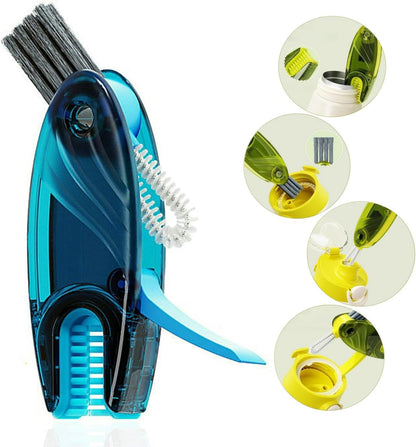 4 in 1 Multifunctional Cup Lid Cleaning Brush Set, Bright Blue, Plastic