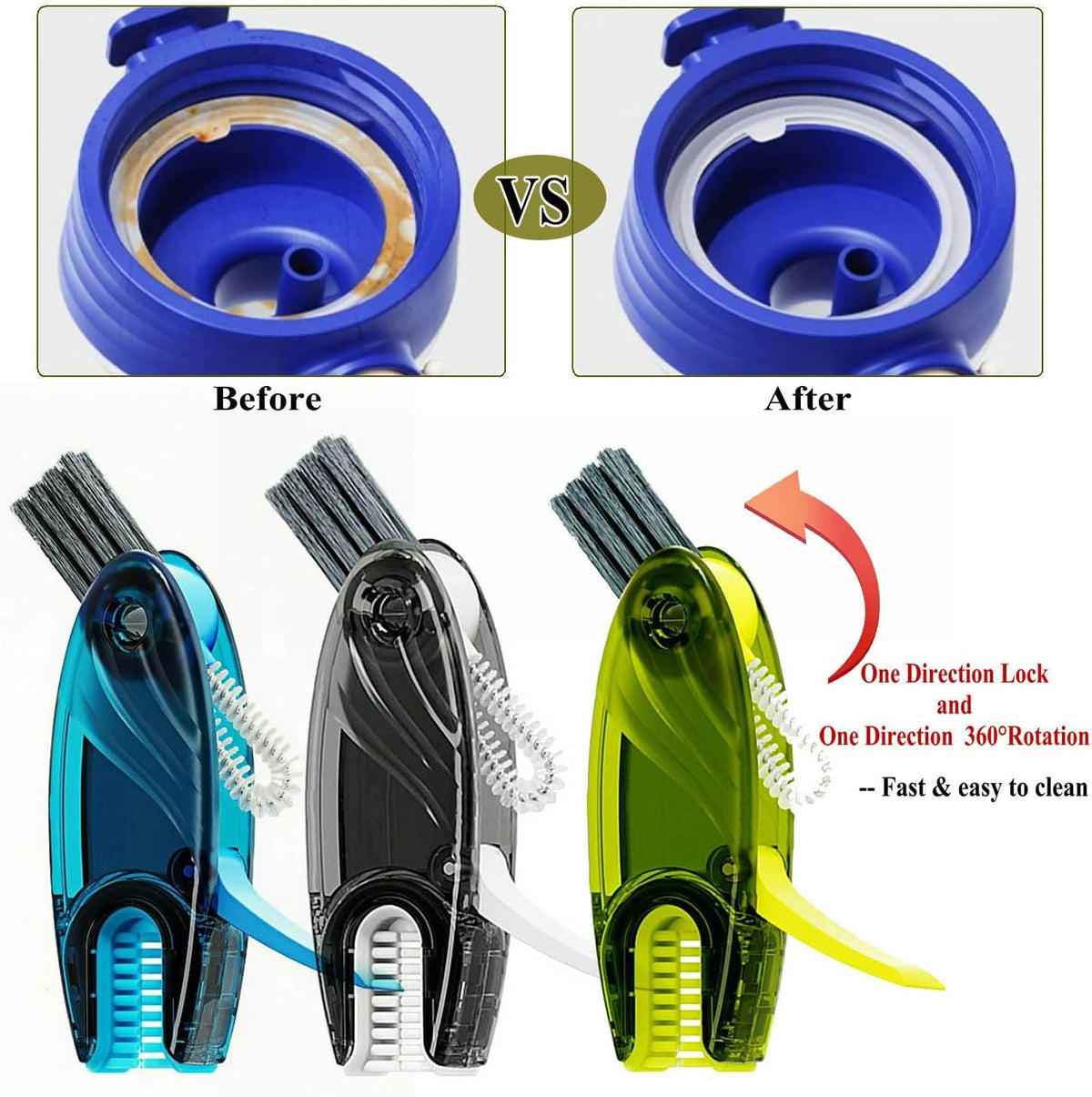 4 in 1 Multifunctional Cup Lid Cleaning Brush Set, Bright Blue, Plastic