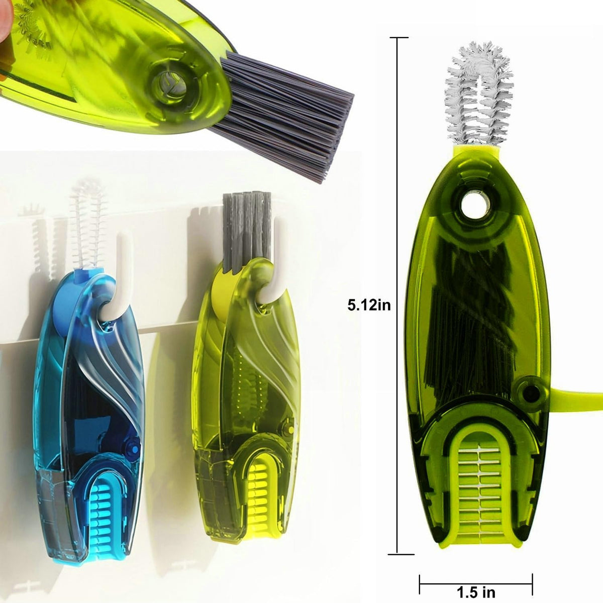 4 in 1 Multifunctional Cup Lid Cleaning Brush Set, Bright Blue, Plastic