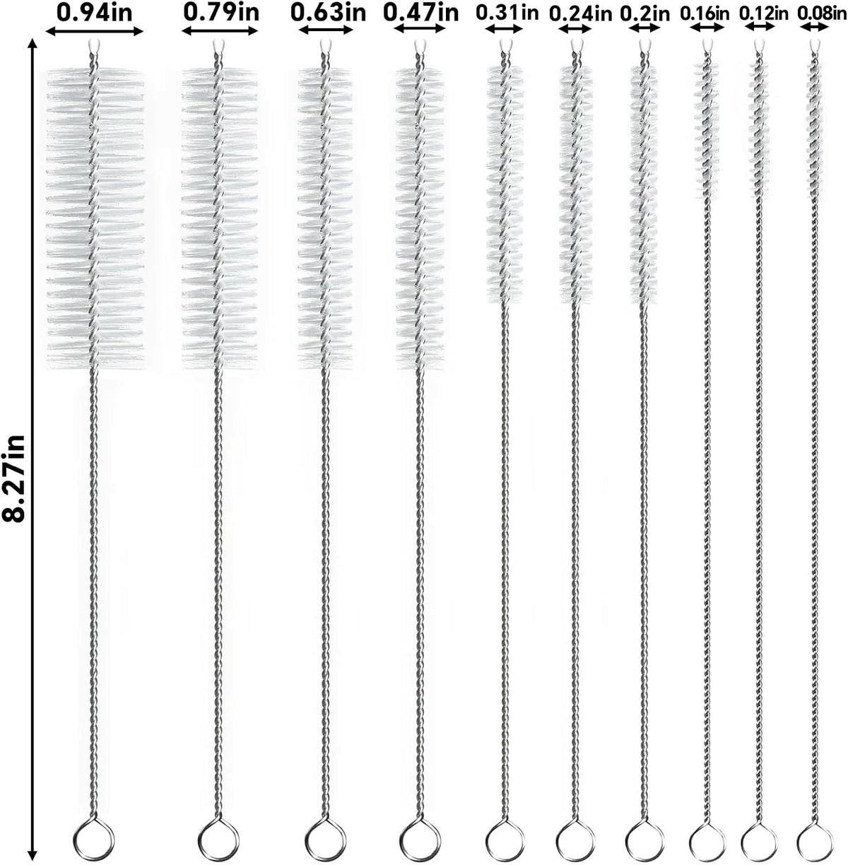 Straw Cleaner Brushes Sets, 8inch Different Diameters 10 Pieces, for Sippy Cup, Tumbler, Water Bottle, Drinking Straw