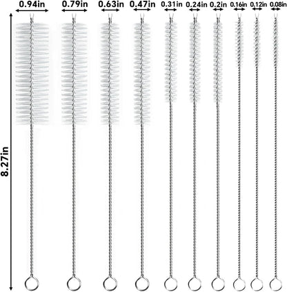 Straw Cleaner Brushes Sets, 8inch Different Diameters 10 Pieces, for Sippy Cup, Tumbler, Water Bottle, Drinking Straw