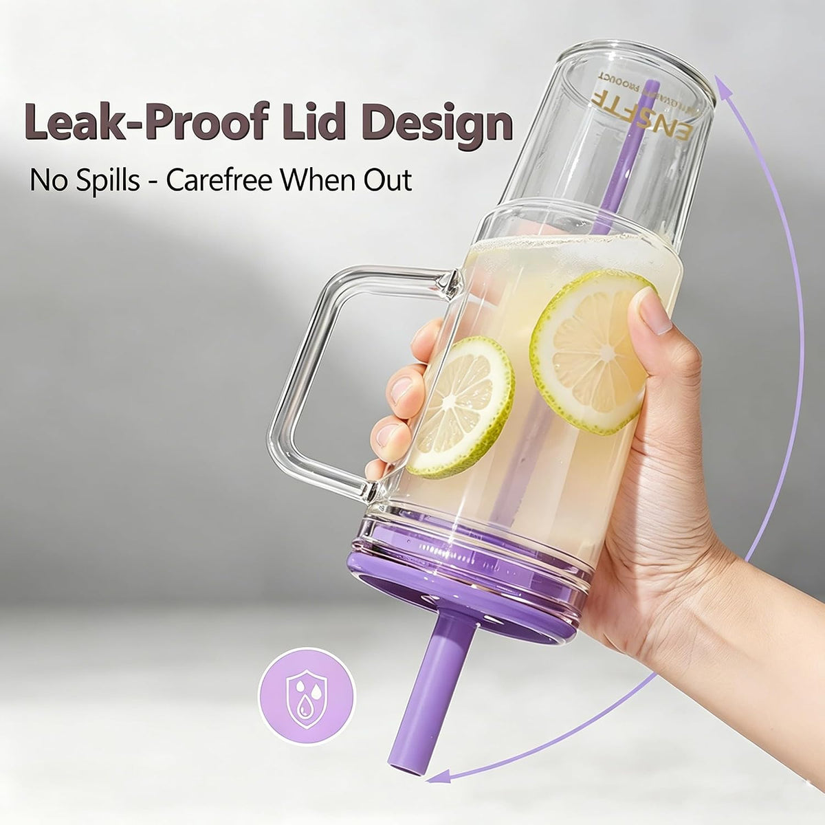 40oz Insulated Clear Tumbler with Handle Lid Straw Double Wall BPA Free | Eastman Tritan FDA compliant, soft silicone straw, crystal-clear visibility, leakproof spill-proof gasket, car cup holder fit