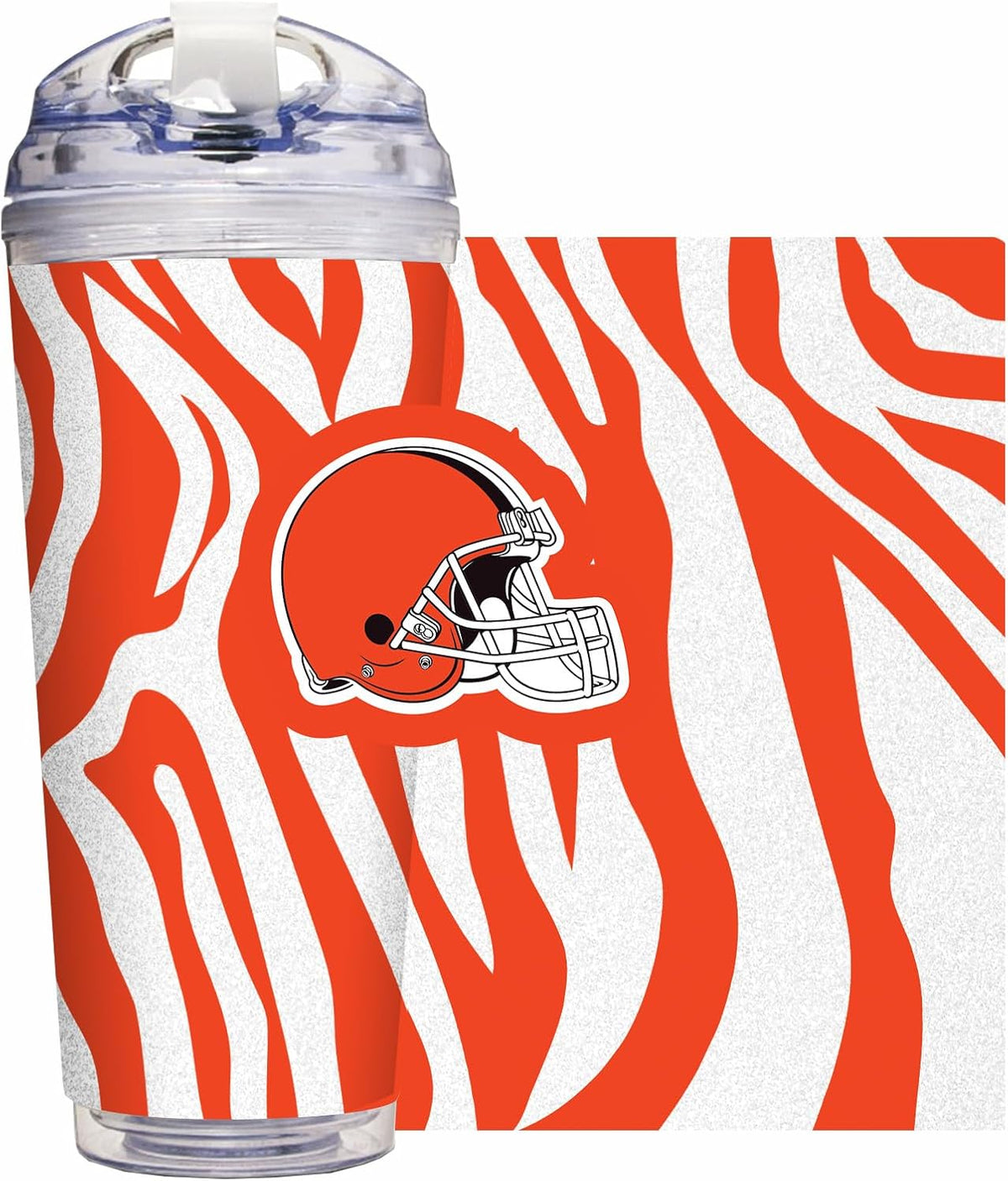 NFL Football Glitter 24oz Acrylic Glitter Tumbler with Hinged Lid, Officially Licensed Double Wall Tumbler with Straw