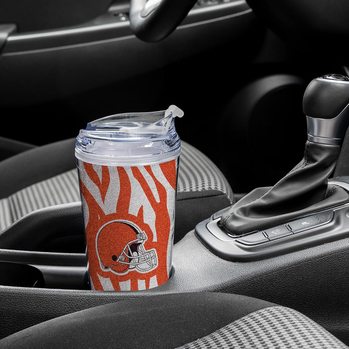NFL Football Glitter 24oz Acrylic Glitter Tumbler with Hinged Lid, Officially Licensed Double Wall Tumbler with Straw