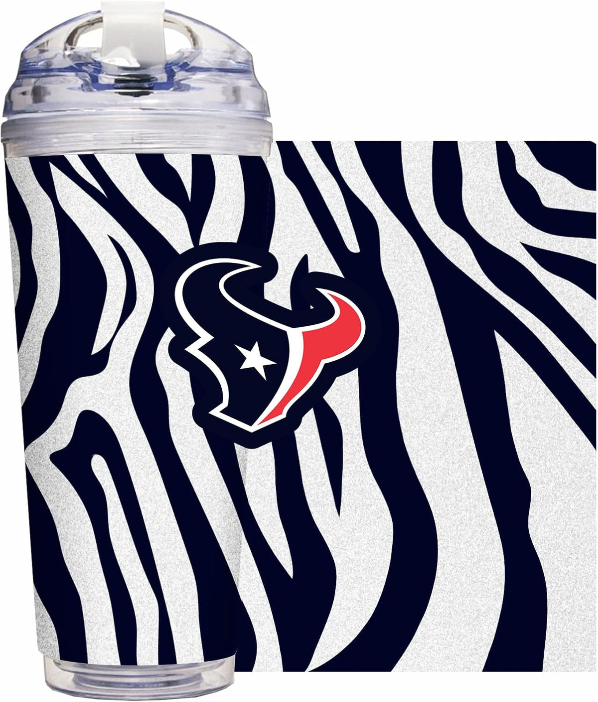NFL Football Glitter 24oz Acrylic Glitter Tumbler with Hinged Lid, Officially Licensed Double Wall Tumbler with Straw