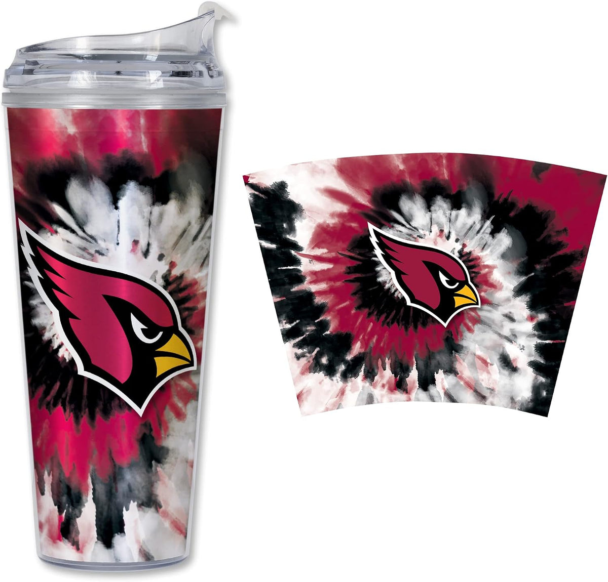 NFL Football Glitter 24oz Acrylic Glitter Tumbler with Hinged Lid, Officially Licensed Double Wall Tumbler with Straw