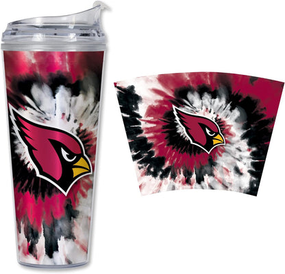 NFL Football Glitter 24oz Acrylic Glitter Tumbler with Hinged Lid, Officially Licensed Double Wall Tumbler with Straw