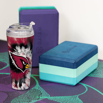 NFL Football Glitter 24oz Acrylic Glitter Tumbler with Hinged Lid, Officially Licensed Double Wall Tumbler with Straw