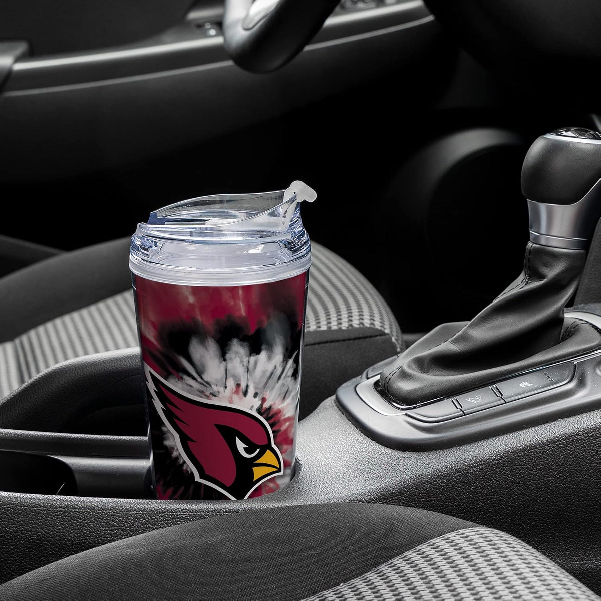 NFL Football Glitter 24oz Acrylic Glitter Tumbler with Hinged Lid, Officially Licensed Double Wall Tumbler with Straw
