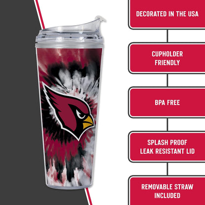 NFL Football Glitter 24oz Acrylic Glitter Tumbler with Hinged Lid, Officially Licensed Double Wall Tumbler with Straw