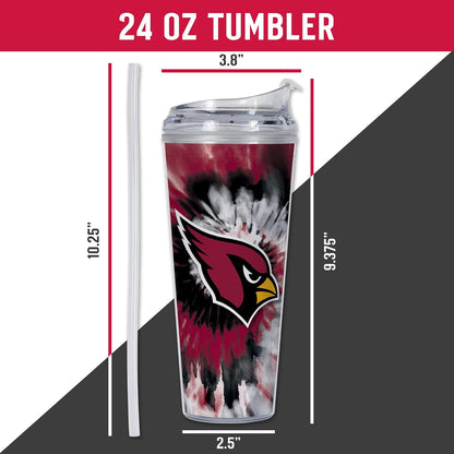 NFL Football Glitter 24oz Acrylic Glitter Tumbler with Hinged Lid, Officially Licensed Double Wall Tumbler with Straw