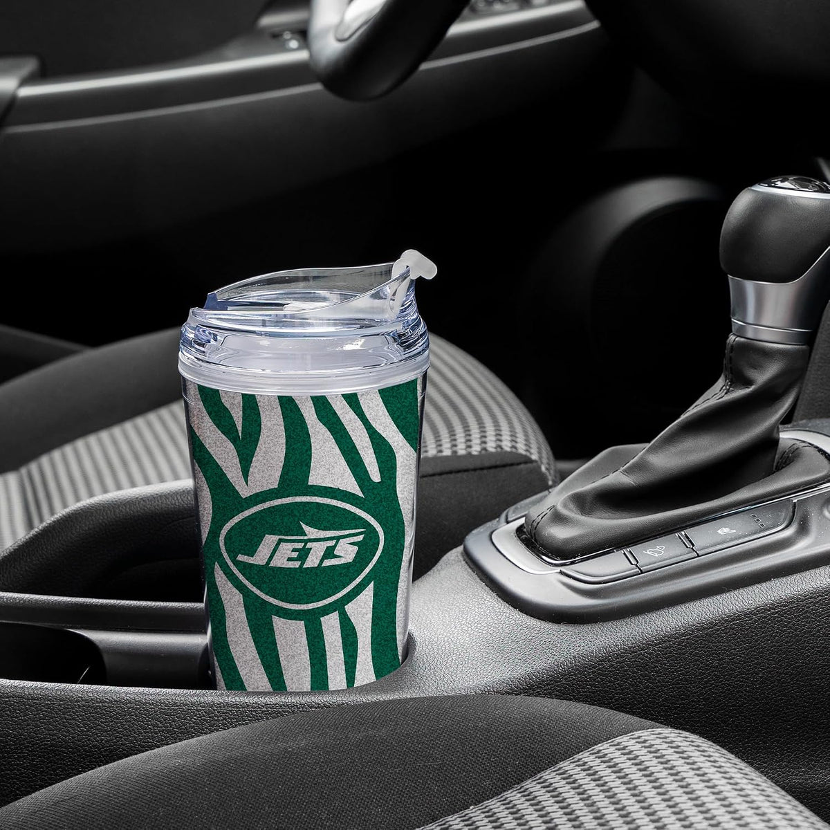NFL Football Glitter 24oz Acrylic Glitter Tumbler with Hinged Lid, Officially Licensed Double Wall Tumbler with Straw
