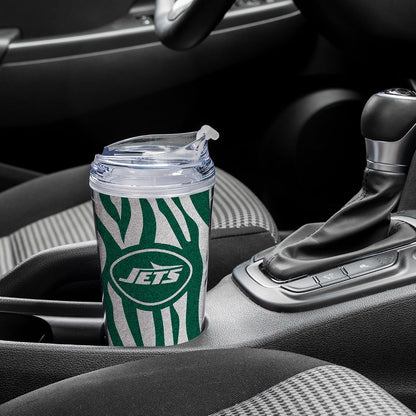 NFL Football Glitter 24oz Acrylic Glitter Tumbler with Hinged Lid, Officially Licensed Double Wall Tumbler with Straw