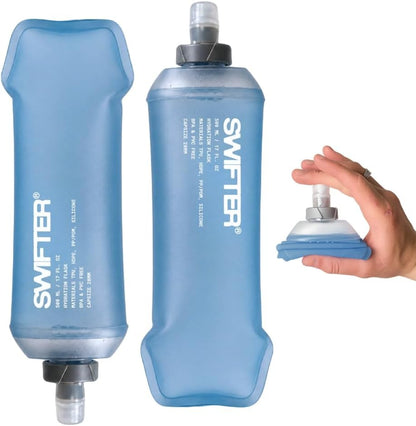 2x Soft Flask 500ml | Running, Hiking, Cycling Hydration Flask | Collapsible, Leakproof, Reusable | Matt Finish, Sky Blue