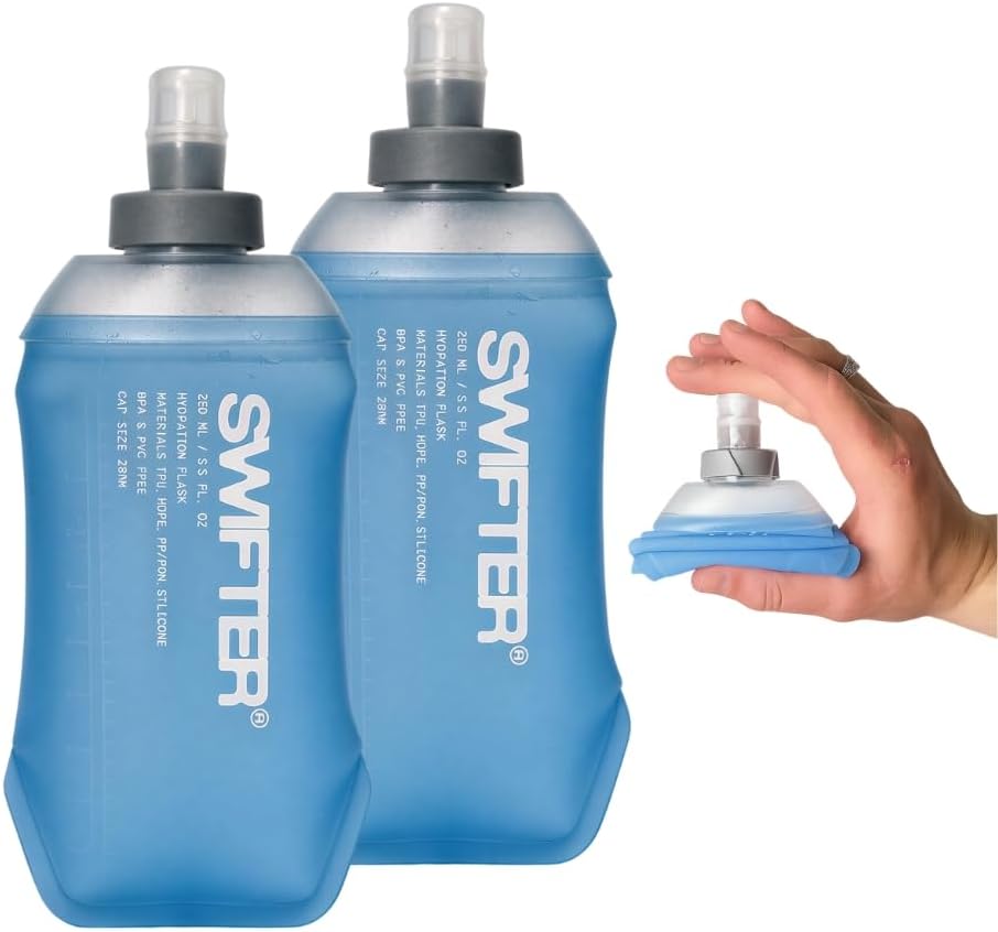 2x Soft Flask 500ml | Running, Hiking, Cycling Hydration Flask | Collapsible, Leakproof, Reusable | Matt Finish, Sky Blue