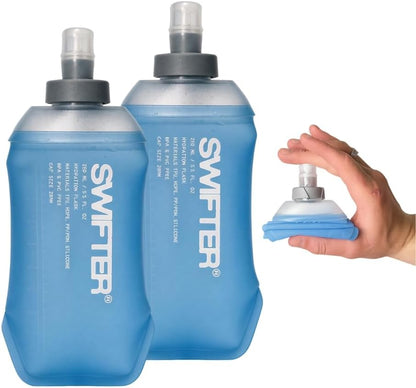 2x Soft Flask 500ml | Running, Hiking, Cycling Hydration Flask | Collapsible, Leakproof, Reusable | Matt Finish, Sky Blue