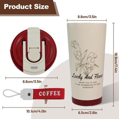 Insulated Coffee Tumbler 15.2oz 450ml Travel Coffee Mug 316 Stainless Steel Direct Drink Opening Leakproof Lid Reusable Insulated Coffee Mug Hot and Cold Ideal Travel Mug for Coffee Lover