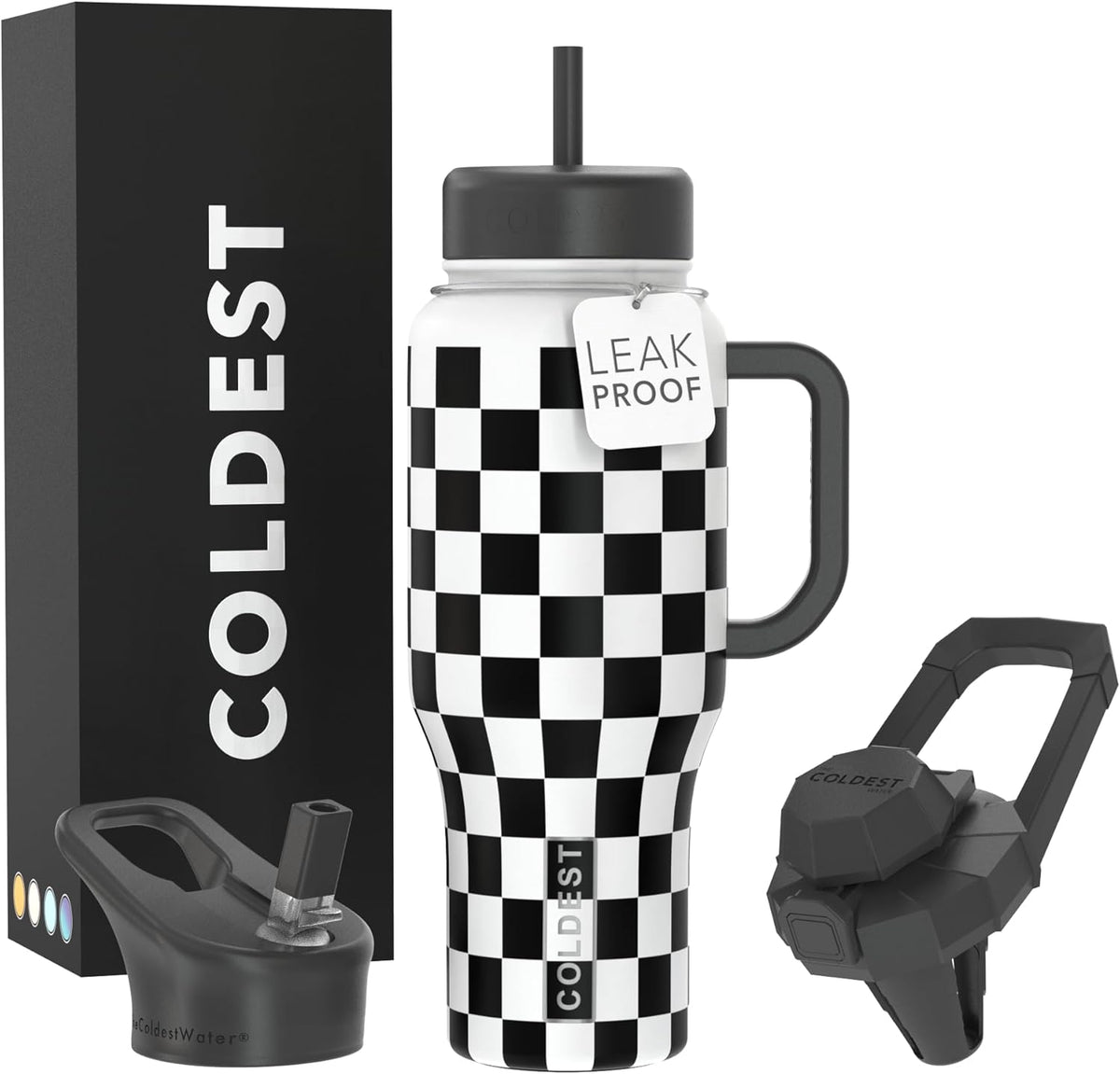 Tumbler with Handle and Straw, 100% Leak Proof Insulated Tumbler with Lid and Straw (3 Lids), Stainless Steel Tumblers for Women & Men, Cup Holder Friendly Base, 46 oz (Mr. Snowie)