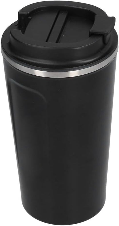 510ml Black Stainless Steel Vacuum Insulated Coffee Mug Double Wall Travel Cup with Leak-Proof Lid for Car Commute