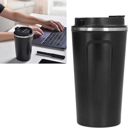 510ml Black Stainless Steel Vacuum Insulated Coffee Mug Double Wall Travel Cup with Leak-Proof Lid for Car Commute