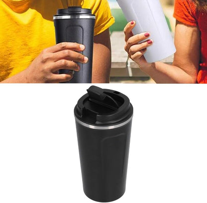 510ml Black Stainless Steel Vacuum Insulated Coffee Mug Double Wall Travel Cup with Leak-Proof Lid for Car Commute