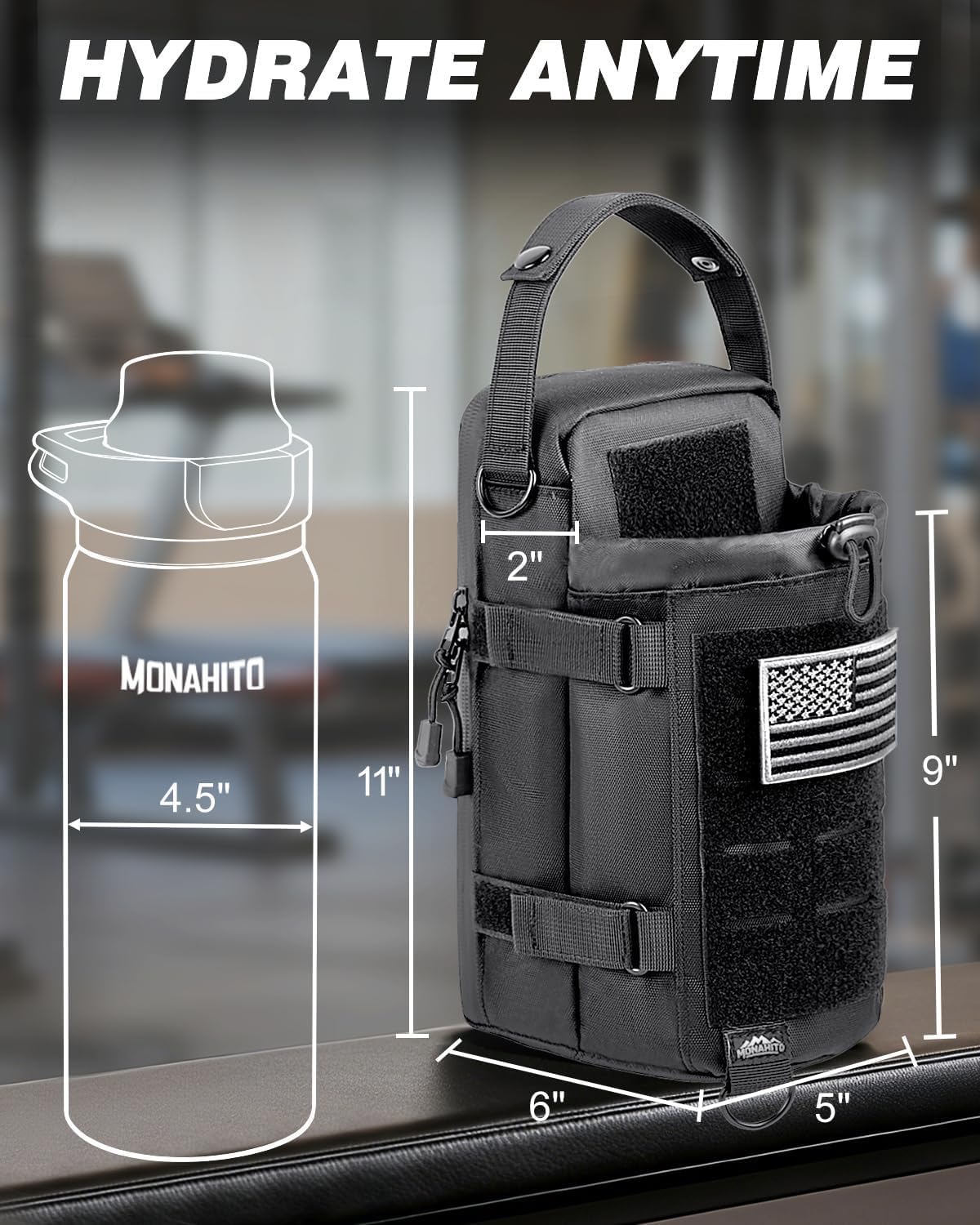 Magnetic Gym Bag for Men - Water Bottle Carrier Holder Bag
