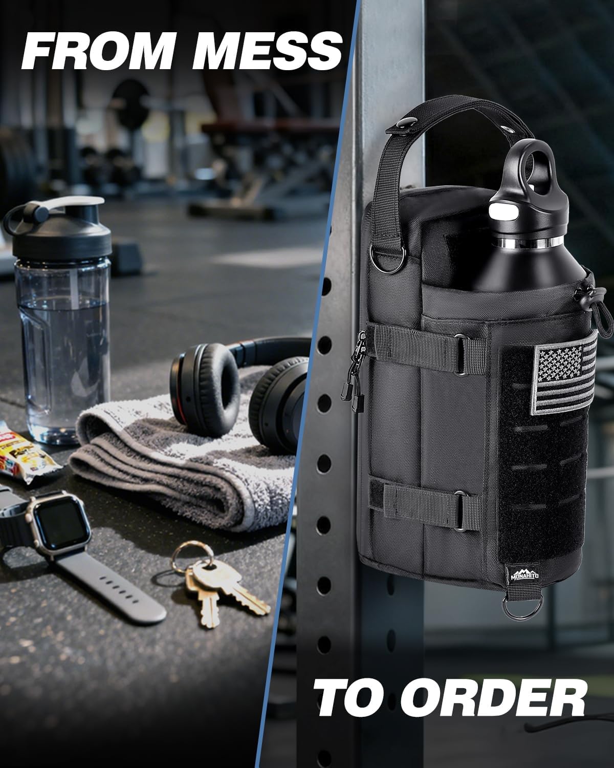 Magnetic Gym Bag for Men - Water Bottle Carrier Holder Bag