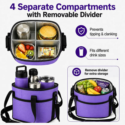 Drink Carrier Bag for 40oz Tumblers with Handle - Insulated Drink Carrier Bag & 4 Compartment Drink Bag, Removable Drink Holder Bag Caddy with Adjustable Shoulder Strap for Car, Delivery, Travel