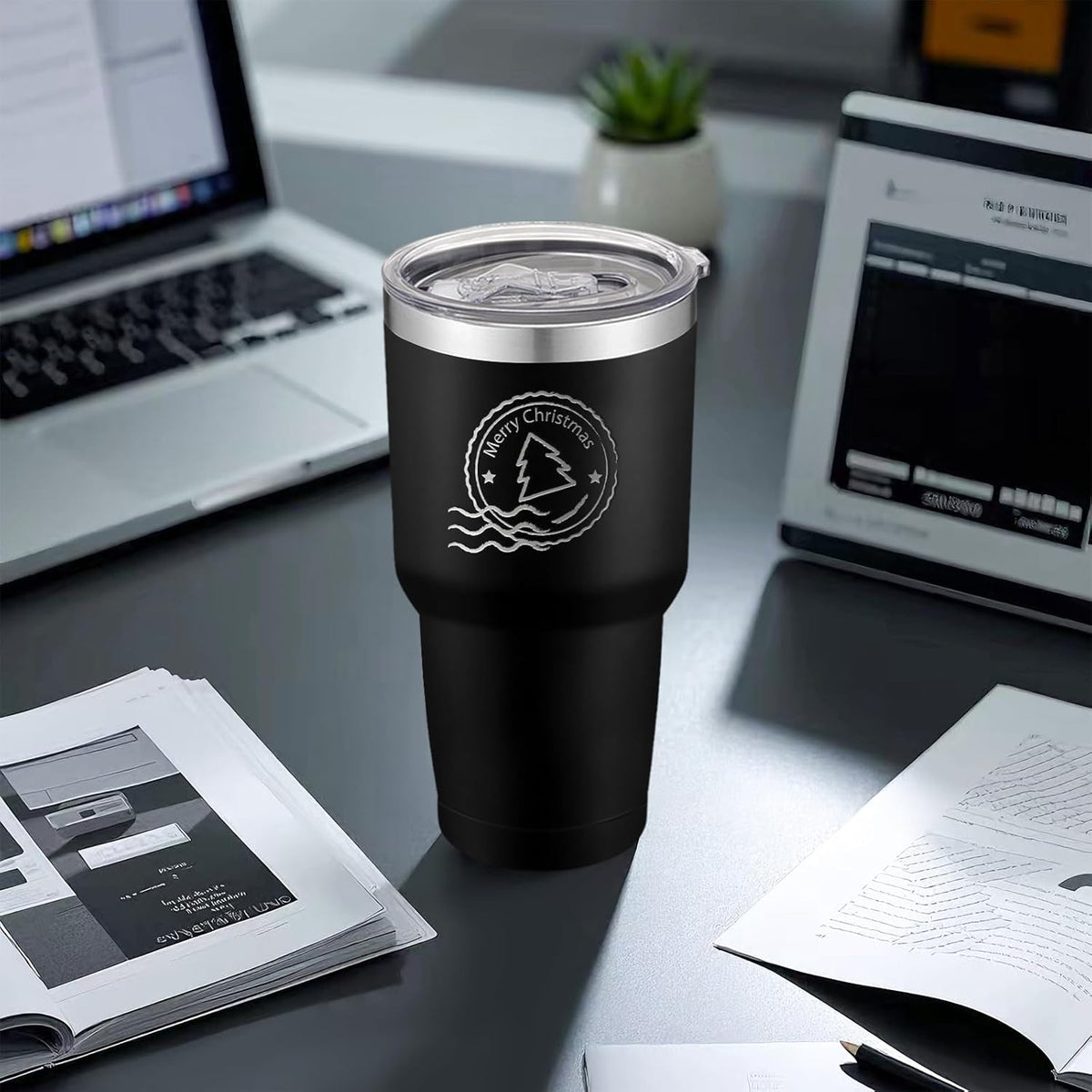12 Pack Insulated Tumbler Powder Coated Stainless Steel Double Wall Vacuum Travel Coffee Tumbler Cup with Lid and Straw for Laser Engrave DIY Gift 30oz Black
