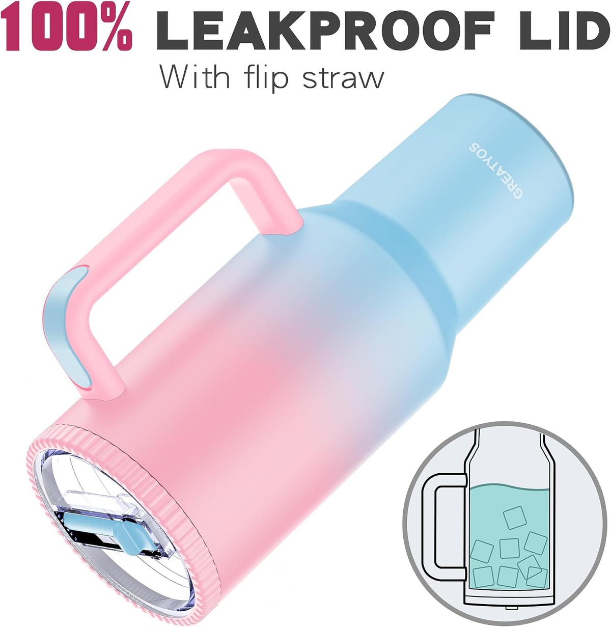 40 oz Tumbler with Handle and Flip Straw Lid - Upgraded Traveler 40oz Tumblers with Lids Straws Vacuum Insulated Leak Proof Stainless Steel Cup Mug Gifts for Men Women Him Her (Sweet Taffy)