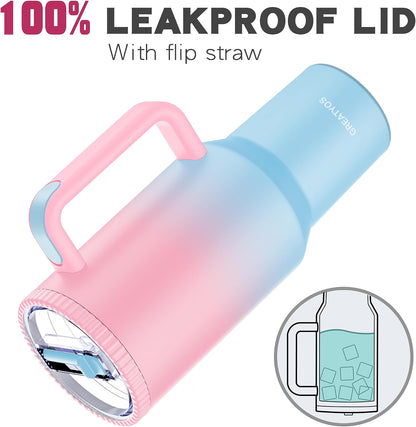 40 oz Tumbler with Handle and Flip Straw Lid - Upgraded Traveler 40oz Tumblers with Lids Straws Vacuum Insulated Leak Proof Stainless Steel Cup Mug Gifts for Men Women Him Her (Sweet Taffy)