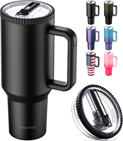 40 oz Tumbler with Handle and Flip Straw Lid - Upgraded Traveler 40oz Tumblers with Lids Straws Vacuum Insulated Leak Proof Stainless Steel Cup Mug Gifts for Men Women Him Her (Sweet Taffy)