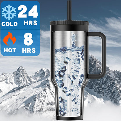 40 oz Tumbler with Handle and Flip Straw Lid - Upgraded Traveler 40oz Tumblers with Lids Straws Vacuum Insulated Leak Proof Stainless Steel Cup Mug Gifts for Men Women Him Her (Sweet Taffy)