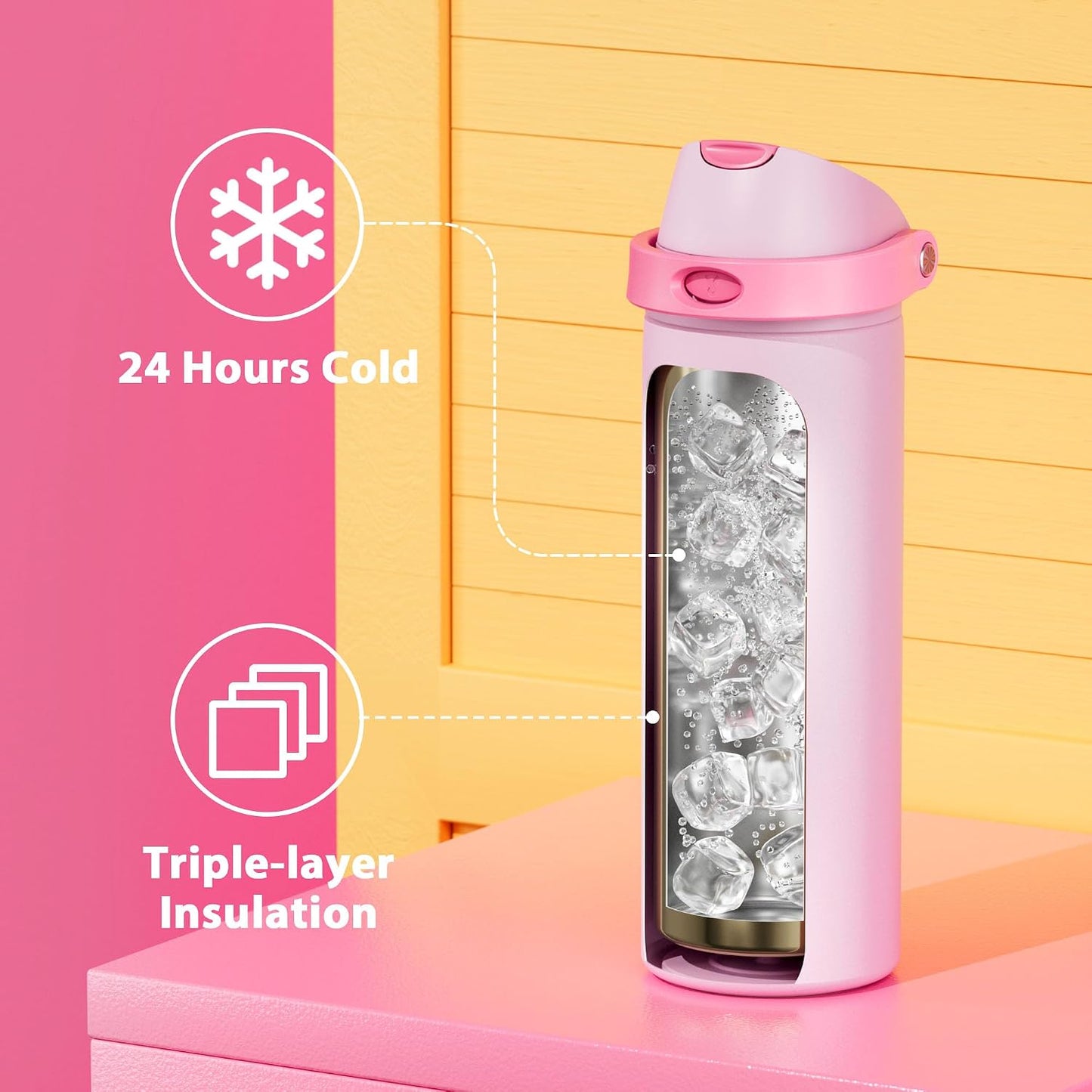 32 oz Insulated Water Bottle with Straw: Stainless Steel Metal Water Bottle with 2-in-1 Lid - Leak Proof, Cold for 24 Hours, Protective Silicone Base, BPA-Free for Sports Gym, Sage - Colors B